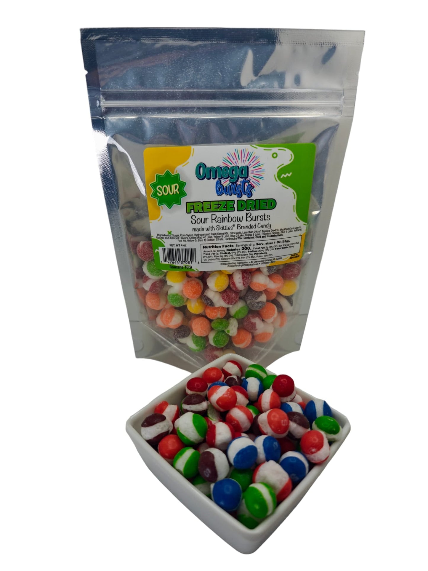 Omega Bursts Freeze Dried Candy "Sour Rainbow Bursts" 1ct/ 4 oz.