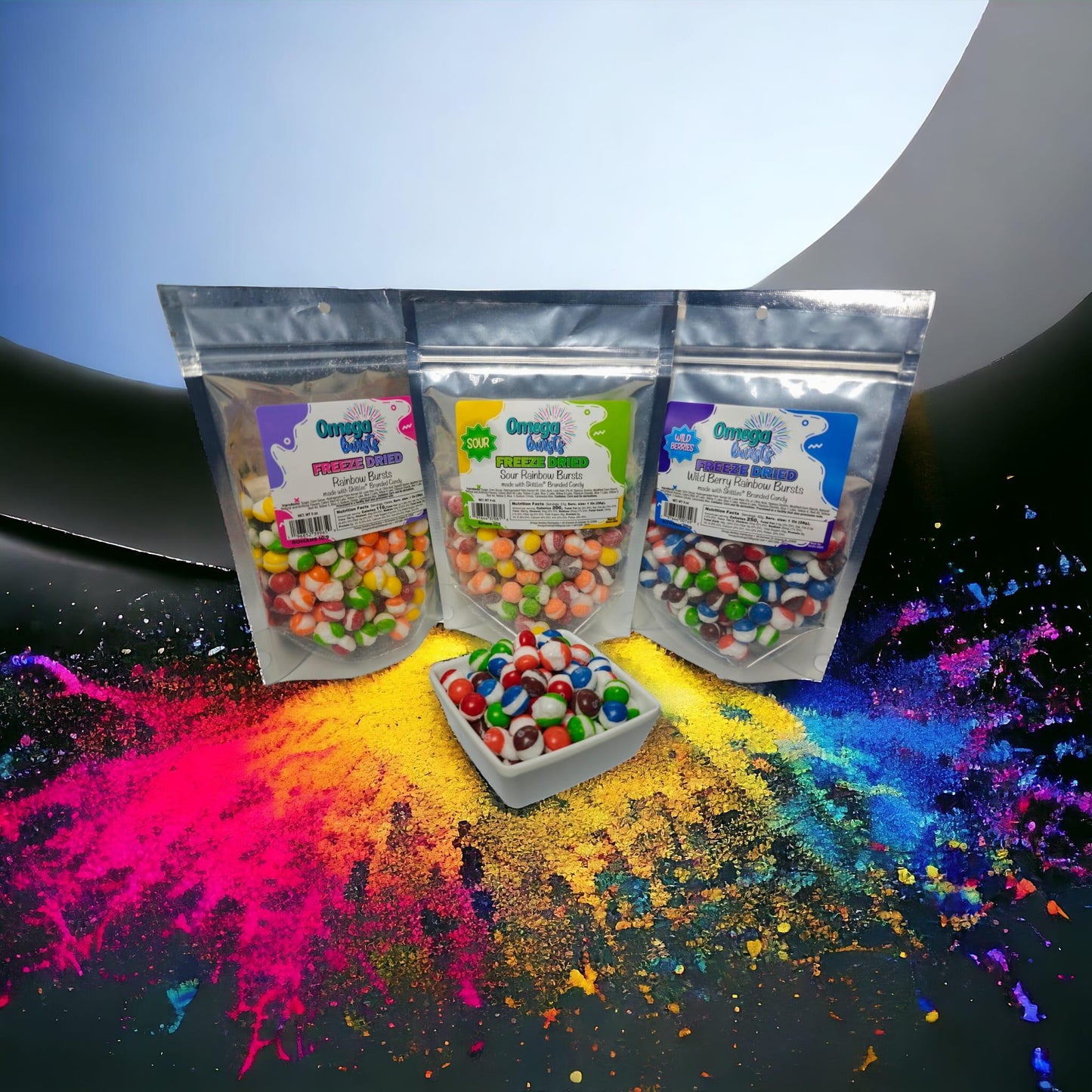 Omega Bursts Freeze Dried Candy "Wild Berry Rainbow Bursts" 1ct/ 4 oz.