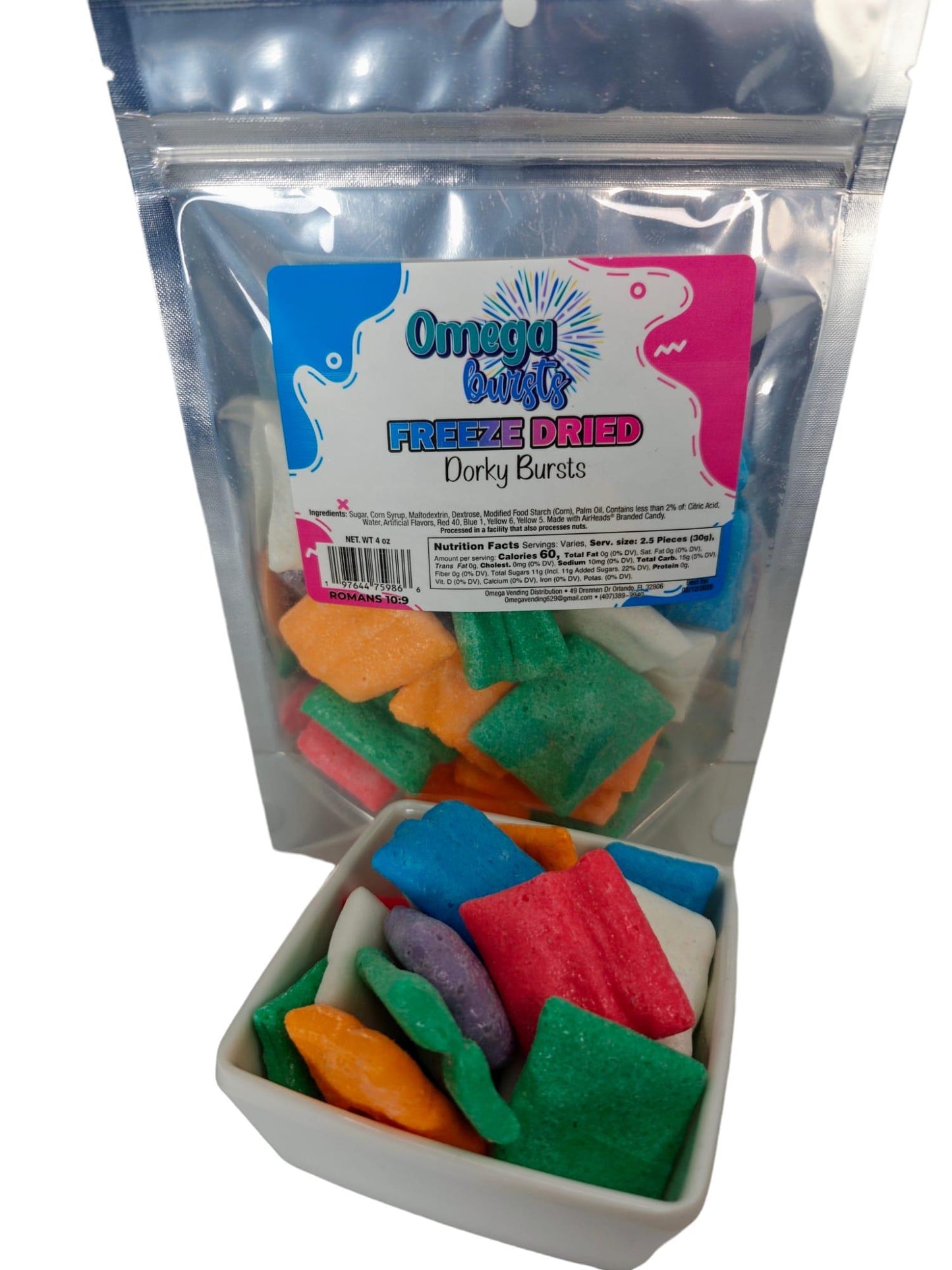 Omega Bursts Freeze Dried Candy "Dorky Bursts" 1ct/ 4 oz.