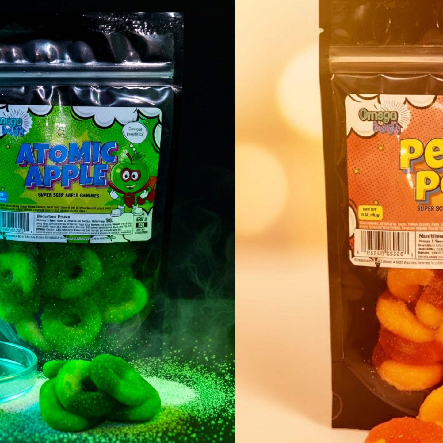 Omega Bursts Super Sour Gummy Rings – 4-Pack Variety – 24 oz