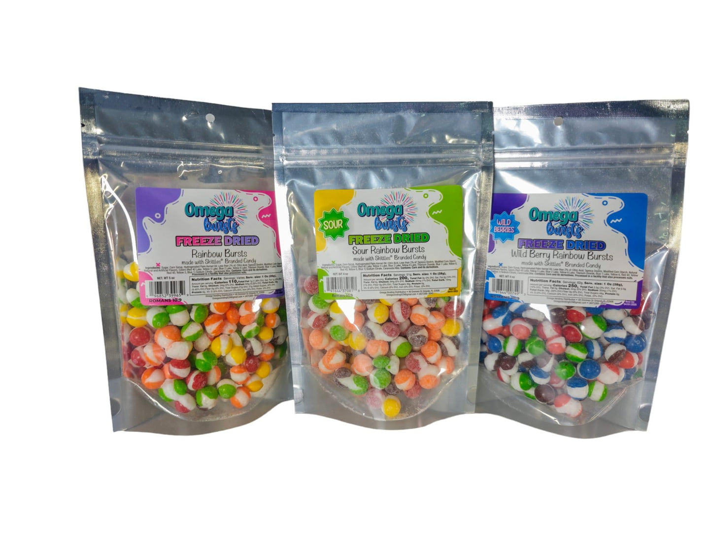 Omega Bursts Freeze Dried Candy "Dorky Bursts" 1ct/ 4 oz.