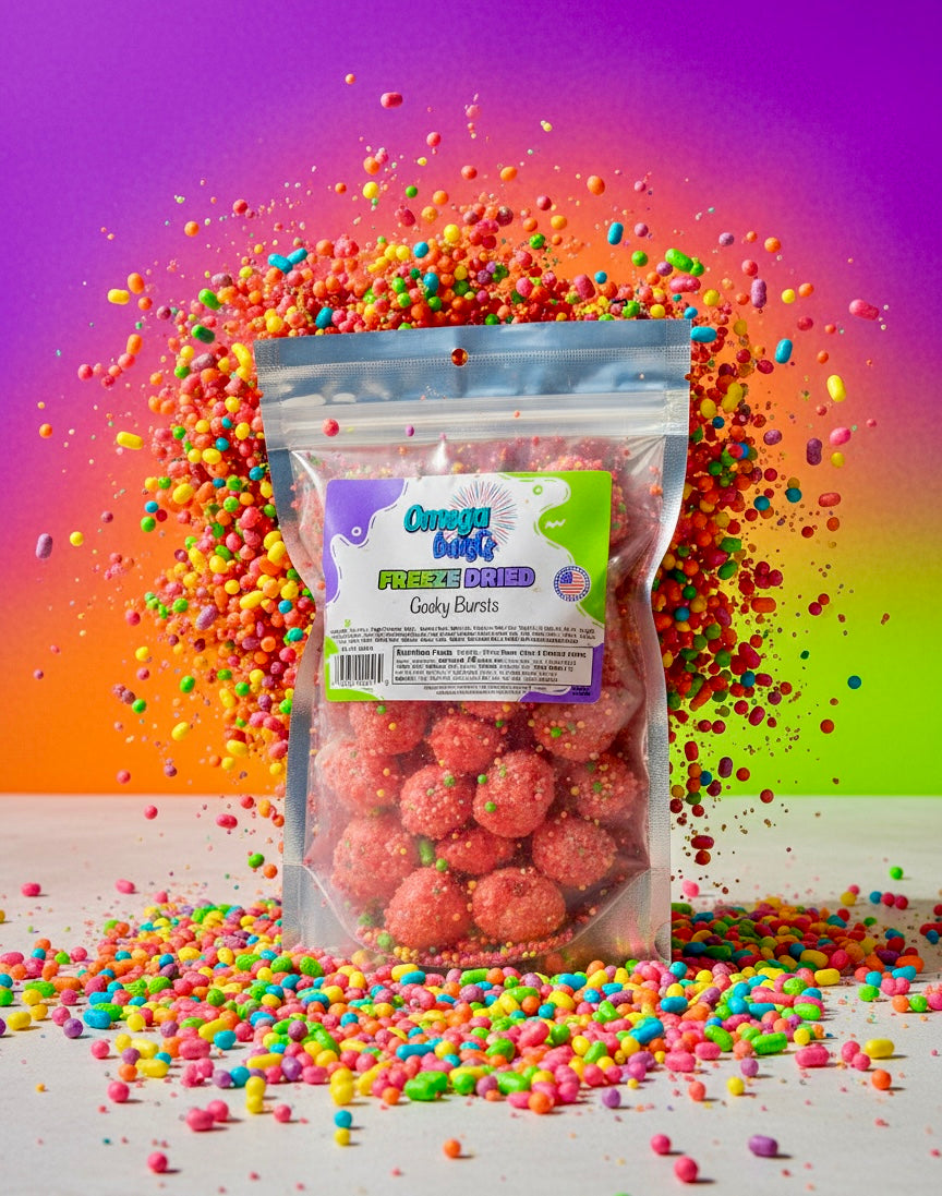 Omega Bursts Freeze Dried Geeky Bursts (1.5 oz) | Sweet, Crunchy, & Fun Candy Treat