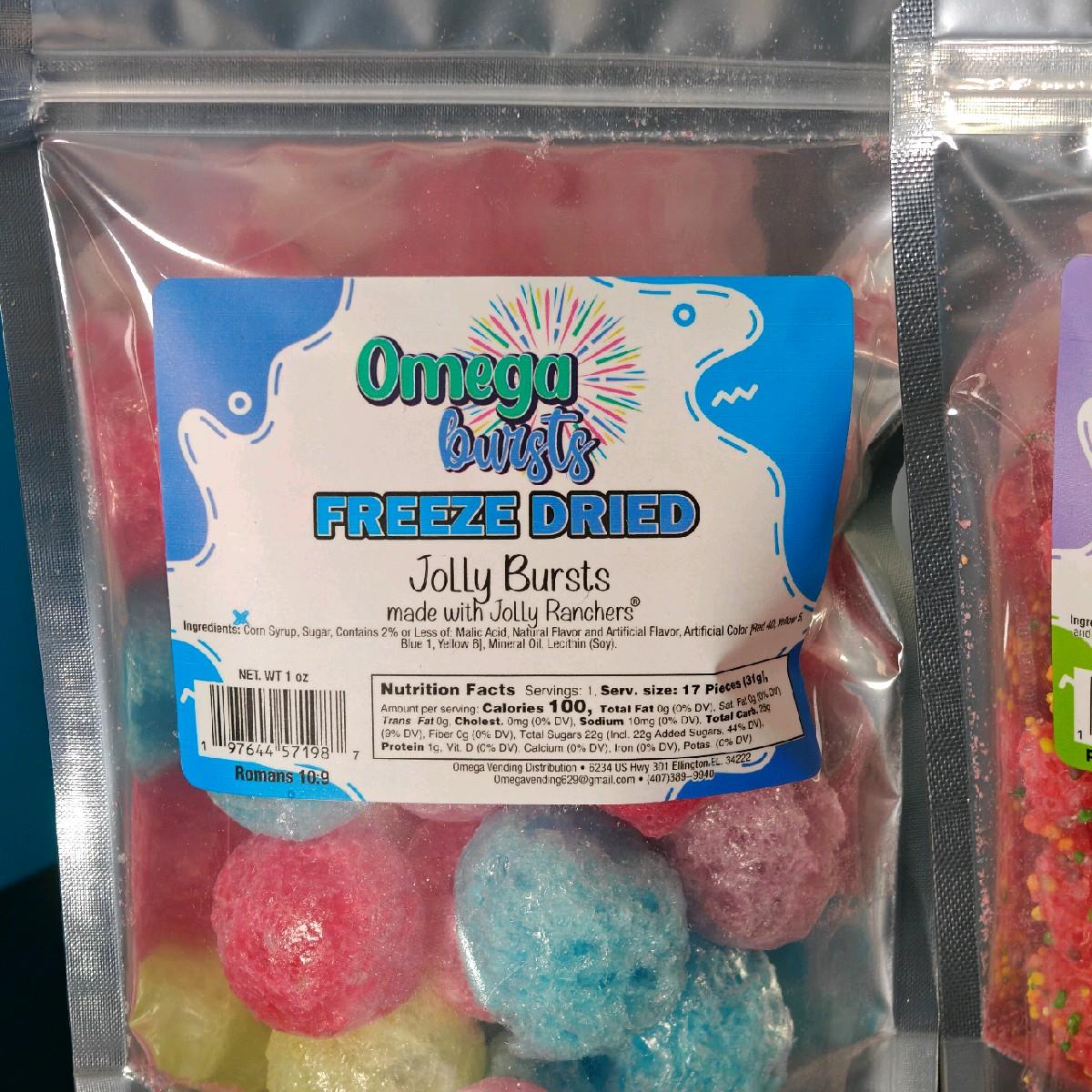 Omega Bursts Freeze Dried Candies Nerdys Bursts- Jolly Bursts- Dorky Bursts 3ct Candy Snack Sweet Flavor Bite Trending Tiktok Nerds Airheads Jolly rancher