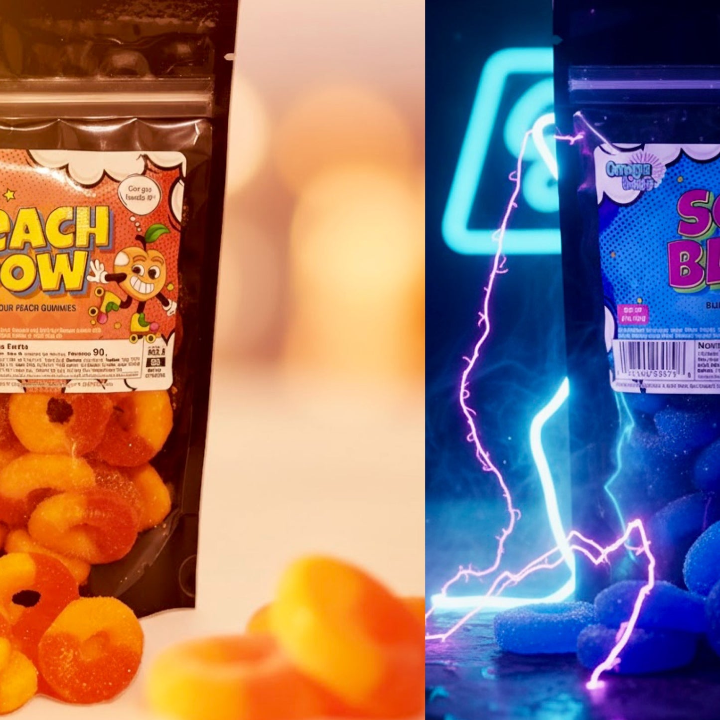 Omega Bursts Super Sour Gummy Rings – 4-Pack Variety – 24 oz