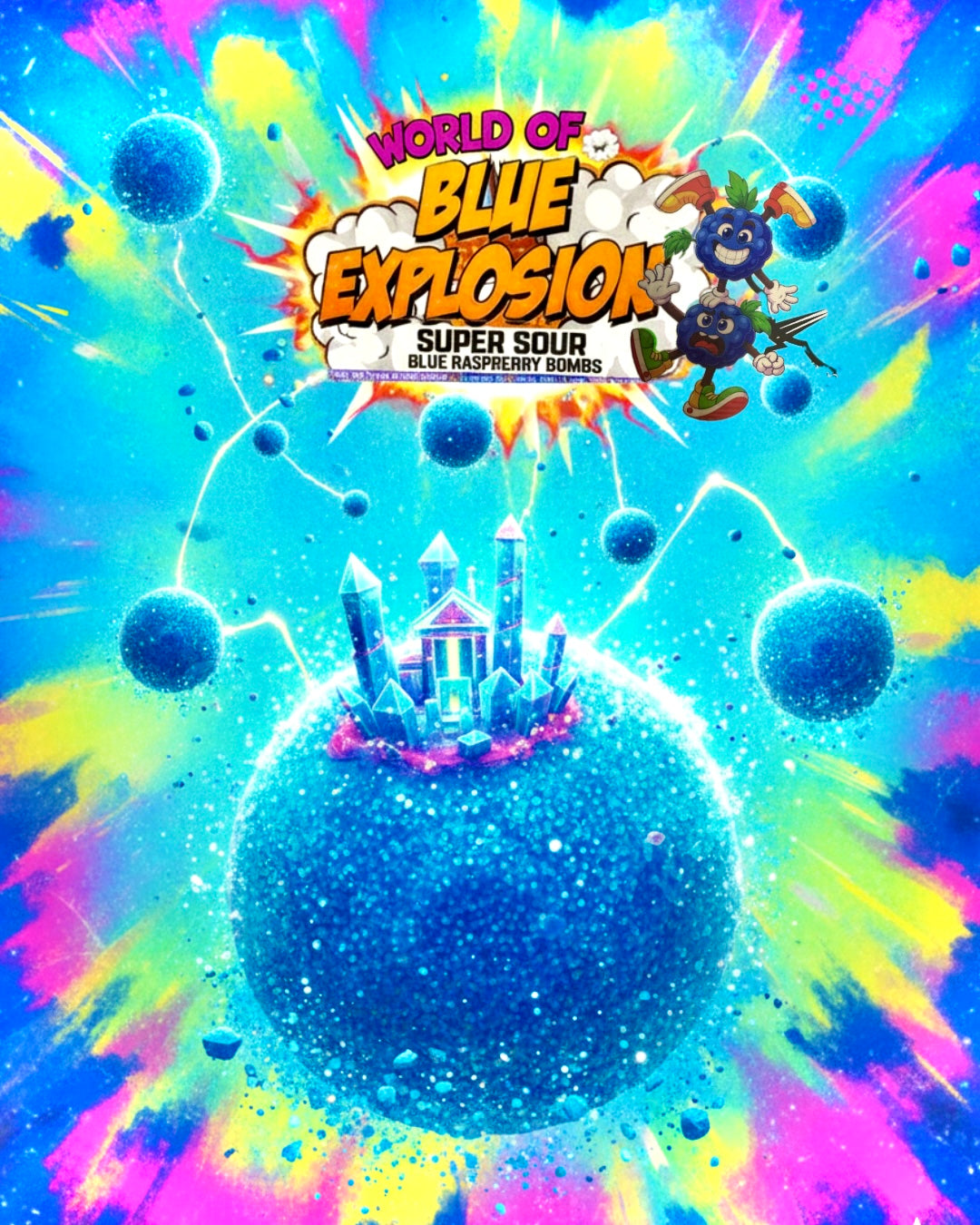 Omega Bursts - Blue Explosion - Super sour Blue Rasperry Bombs 3oz