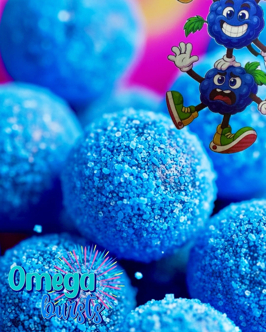 Omega Bursts - Blue Explosion - Super sour Blue Rasperry Bombs 3oz