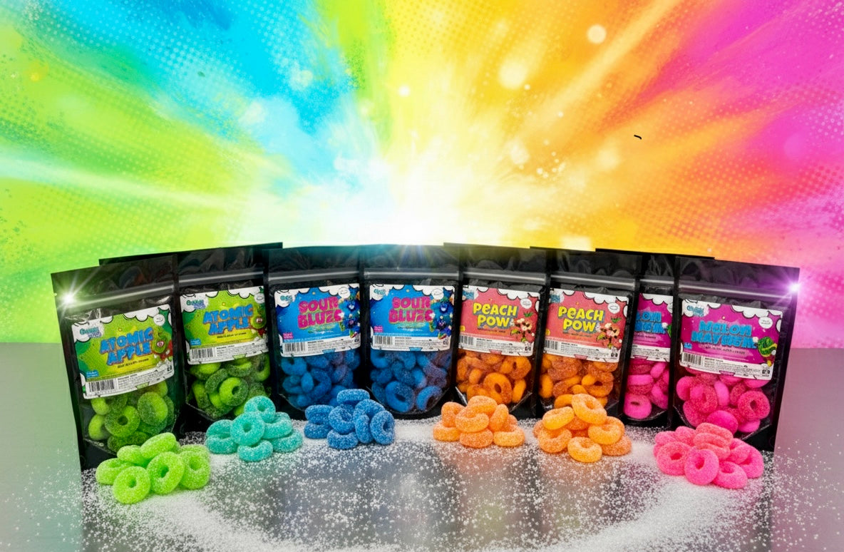 Omega Bursts Super Sour Gummy Rings – 4-Pack Variety – 24 oz