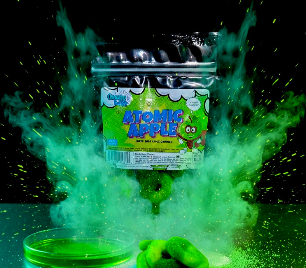 🍏 Omega Bursts Atomic Apple – Super Sour Green Apple Gummy Rings (6 oz)