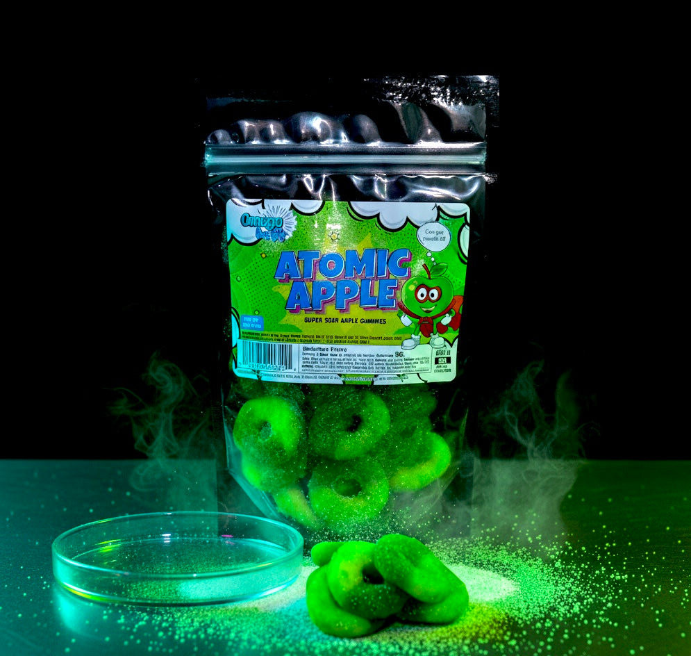 🍏 Omega Bursts Atomic Apple – Super Sour Green Apple Gummy Rings (6 oz)