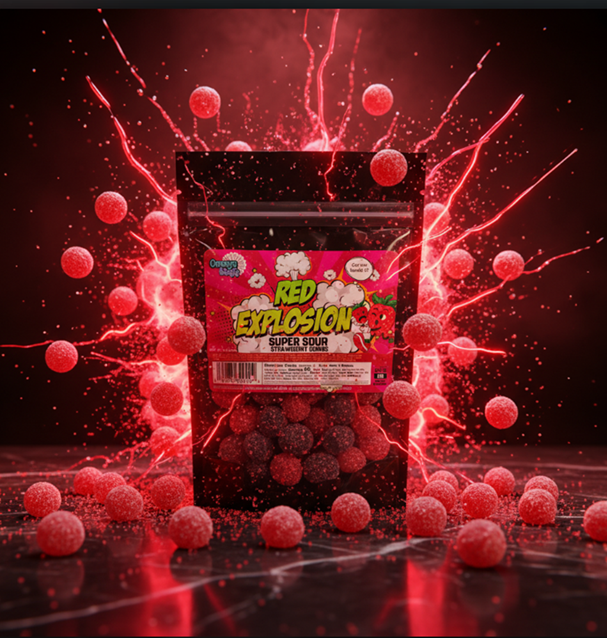 Red Explosion - Super Sour Strawberry Bombs 3 oz